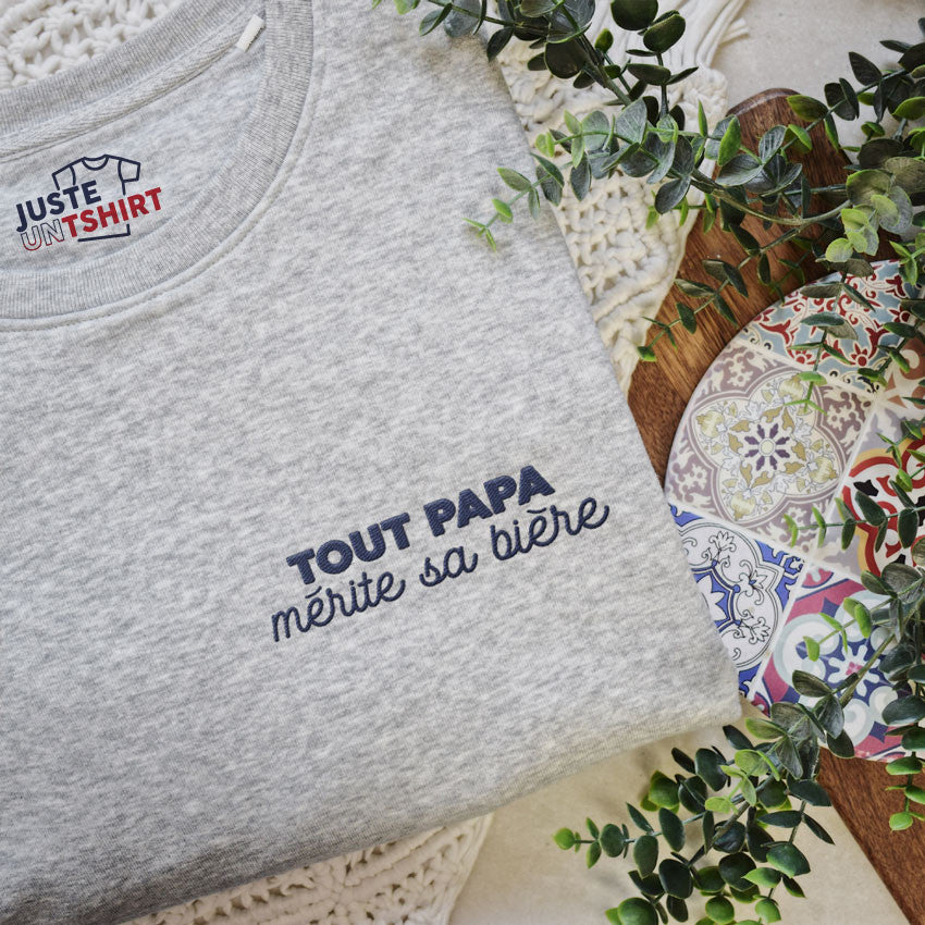 Sweat Brodé - Tout papa mérite sa bière