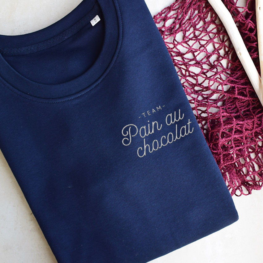 Sweat brodé - Team pain au chocolat