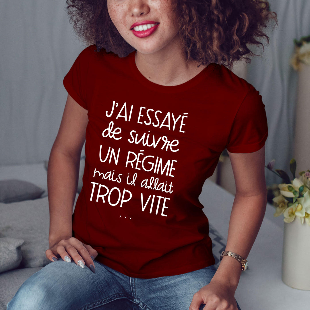 T-shirt imprimé Femme - J'ai essayé de suivre un régime