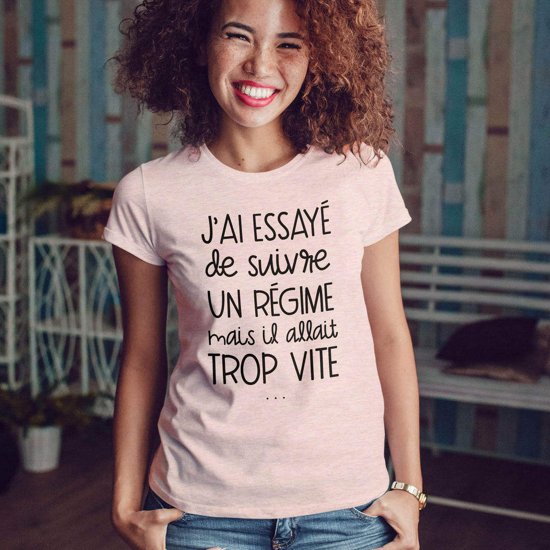 T-shirt imprimé Femme - J'ai essayé de suivre un régime