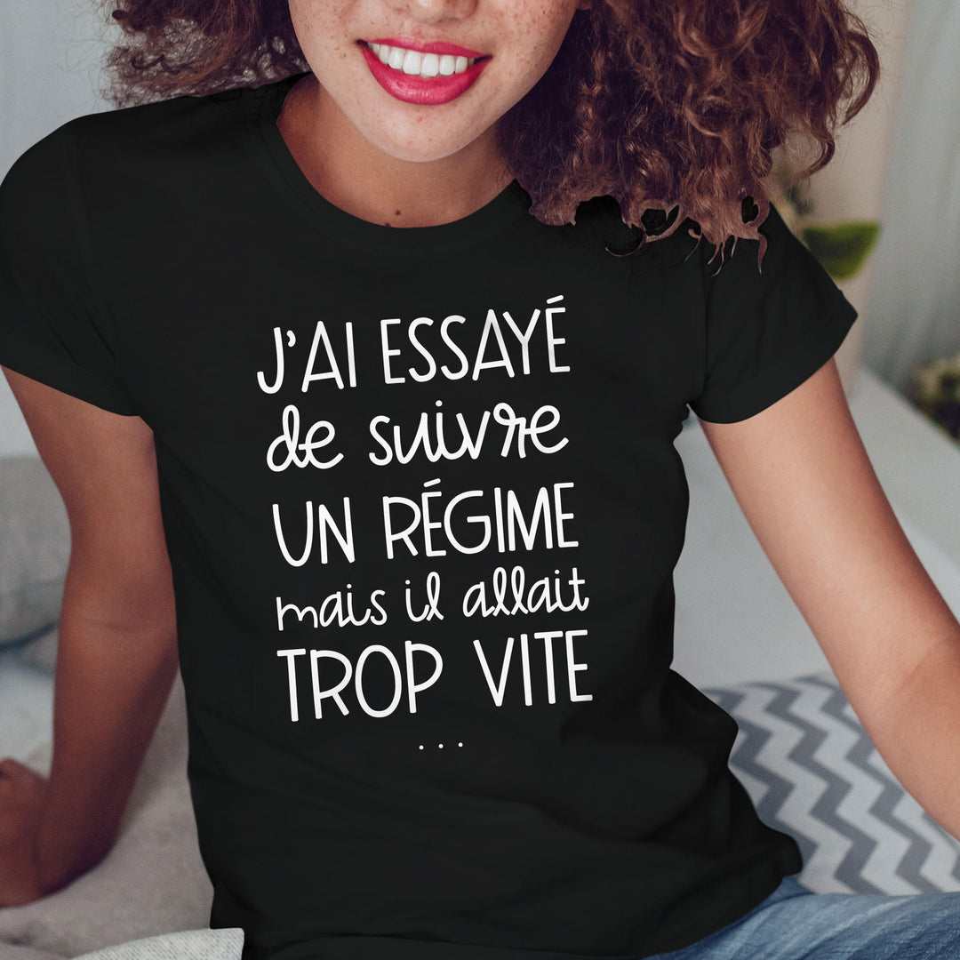 T-shirt imprimé Femme - J'ai essayé de suivre un régime