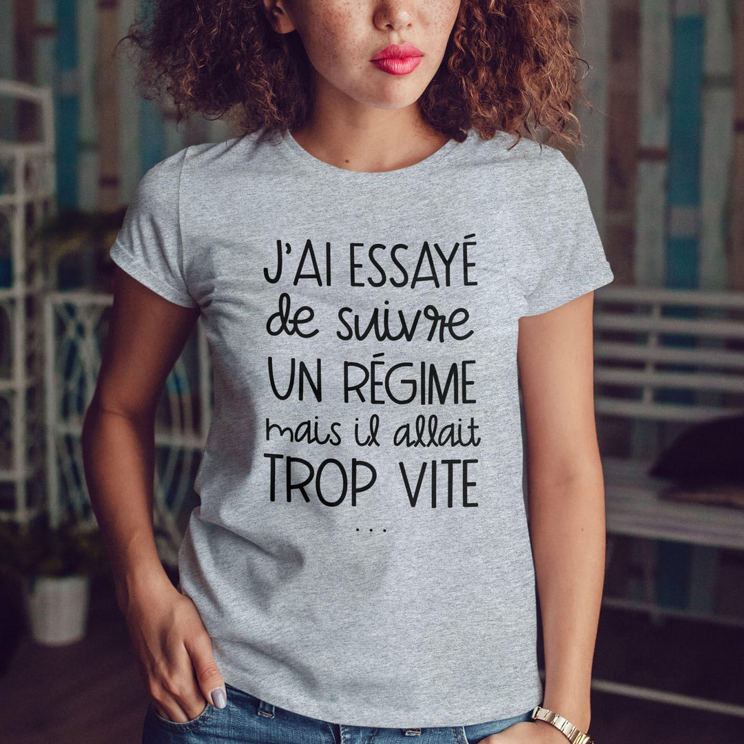T-shirt imprimé Femme - J'ai essayé de suivre un régime