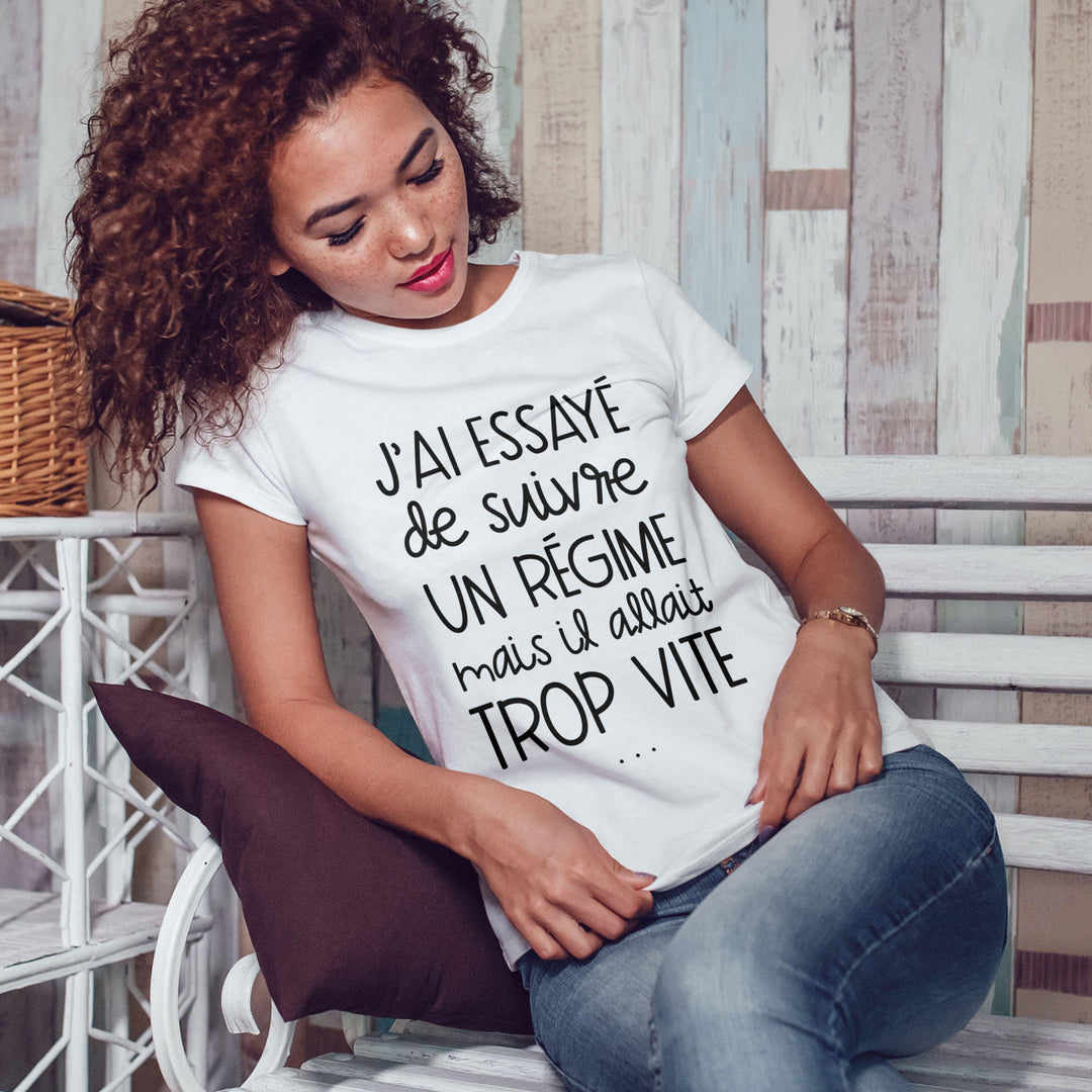 T-shirt imprimé Femme - J'ai essayé de suivre un régime