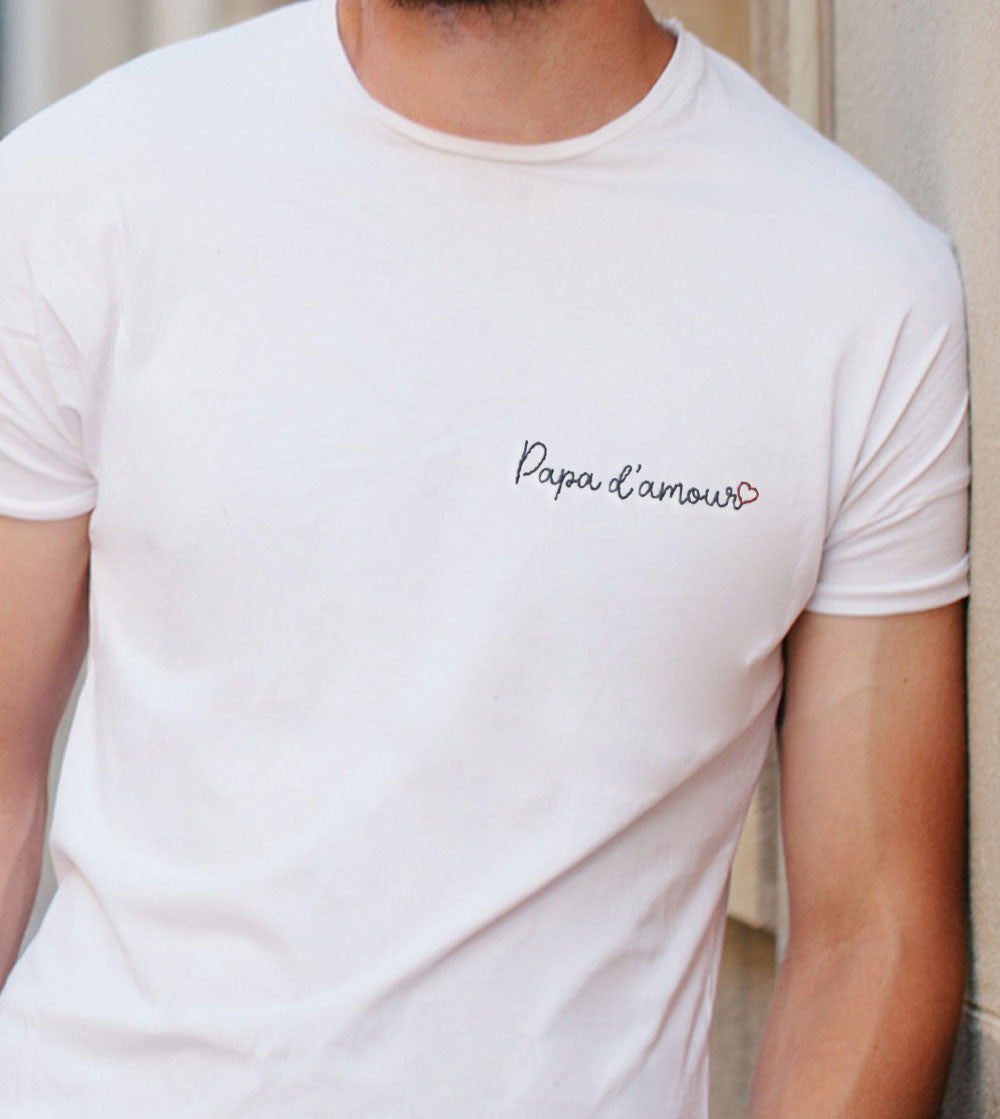 T-shirt brodé - Papa d'amour