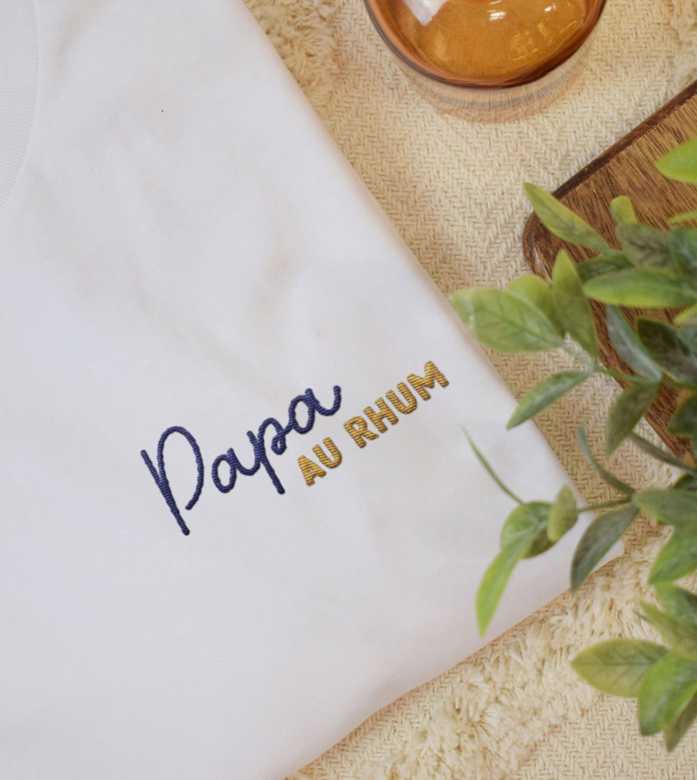 T-shirt brodé - Papa au Rhum
