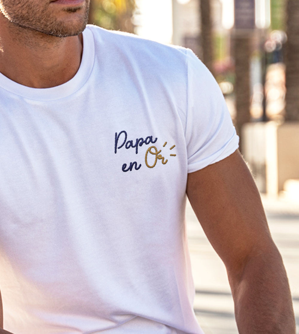 T-shirt brodé - Papa en Or