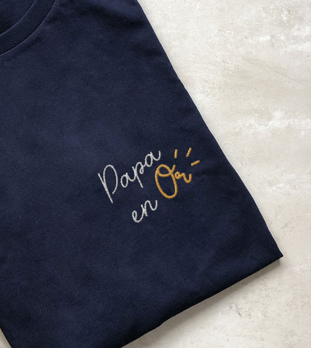 T-shirt brodé - Papa en Or