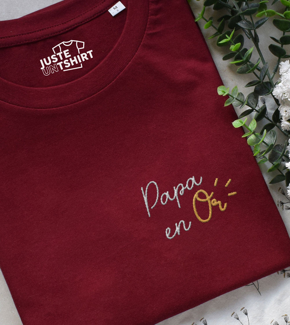 T-shirt brodé - Papa en Or