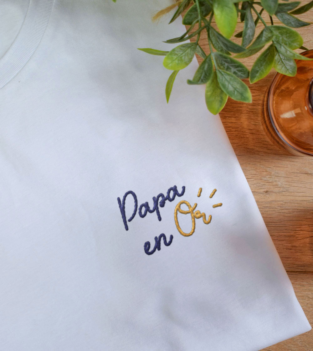T-shirt brodé - Papa en Or