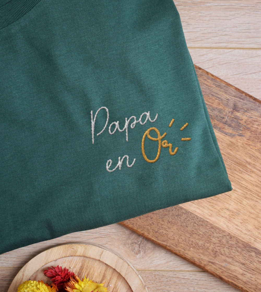 T-shirt brodé - Papa en Or