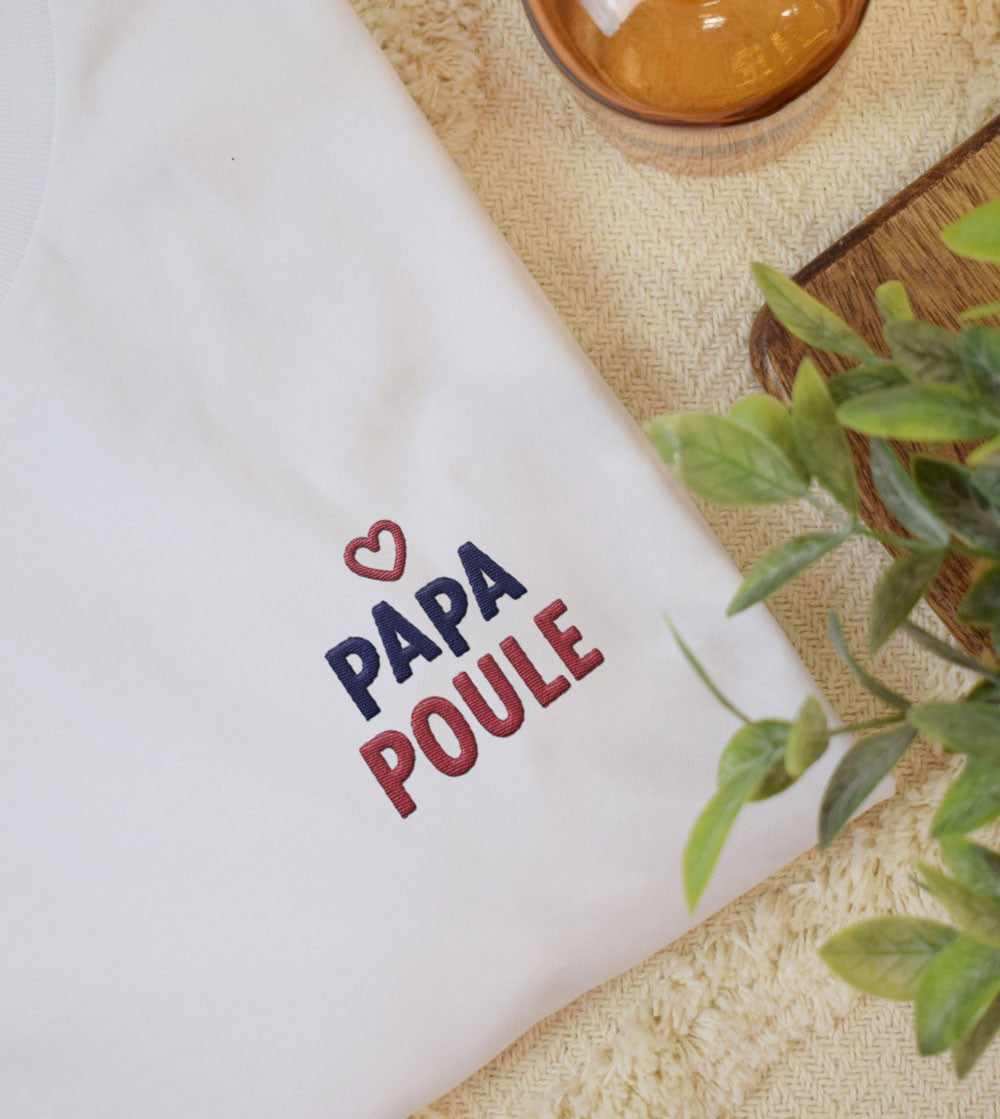 T-shirt brodé - Papa Poule