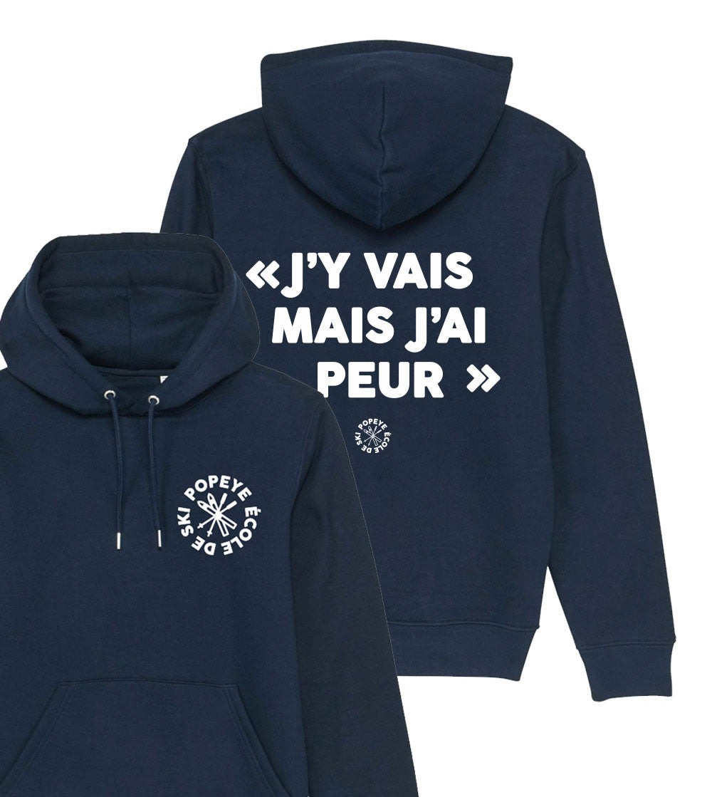 Sweat imprimé à capuche - J'y vais mes j'ai peur