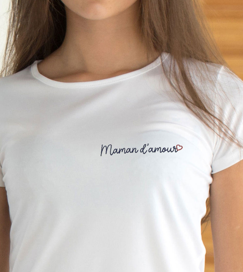 T-shirt Brodé Femme - Maman d'amour