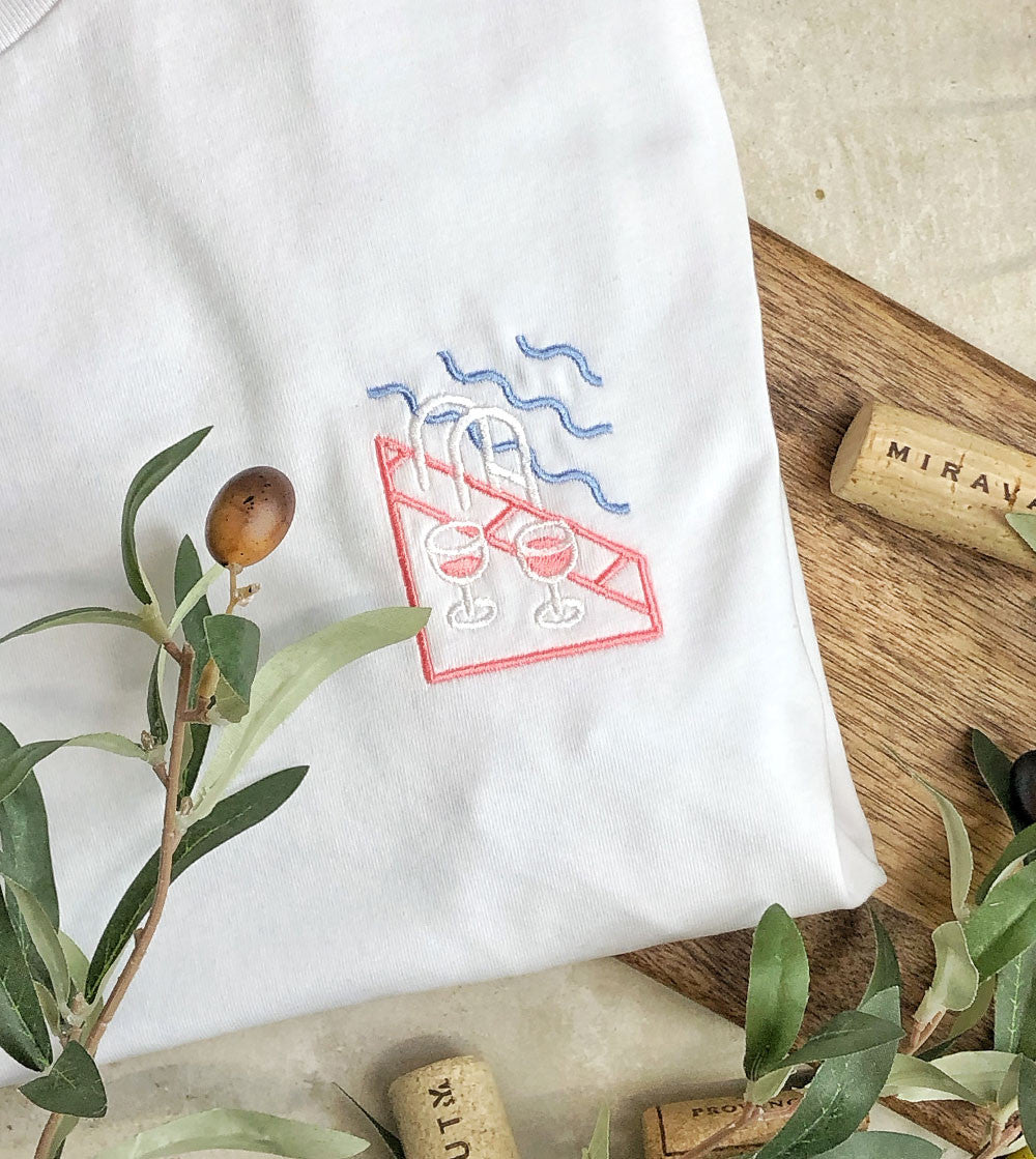 T-shirt Brodé - Rosé Piscine