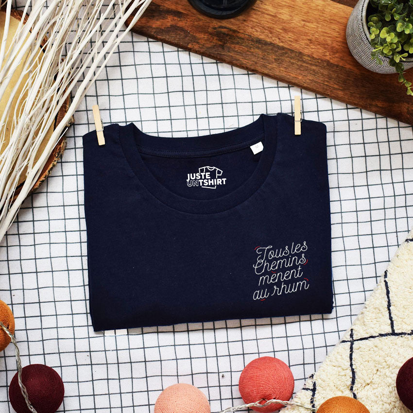 T-shirt brodé - Tous les chemins mènent au rhum