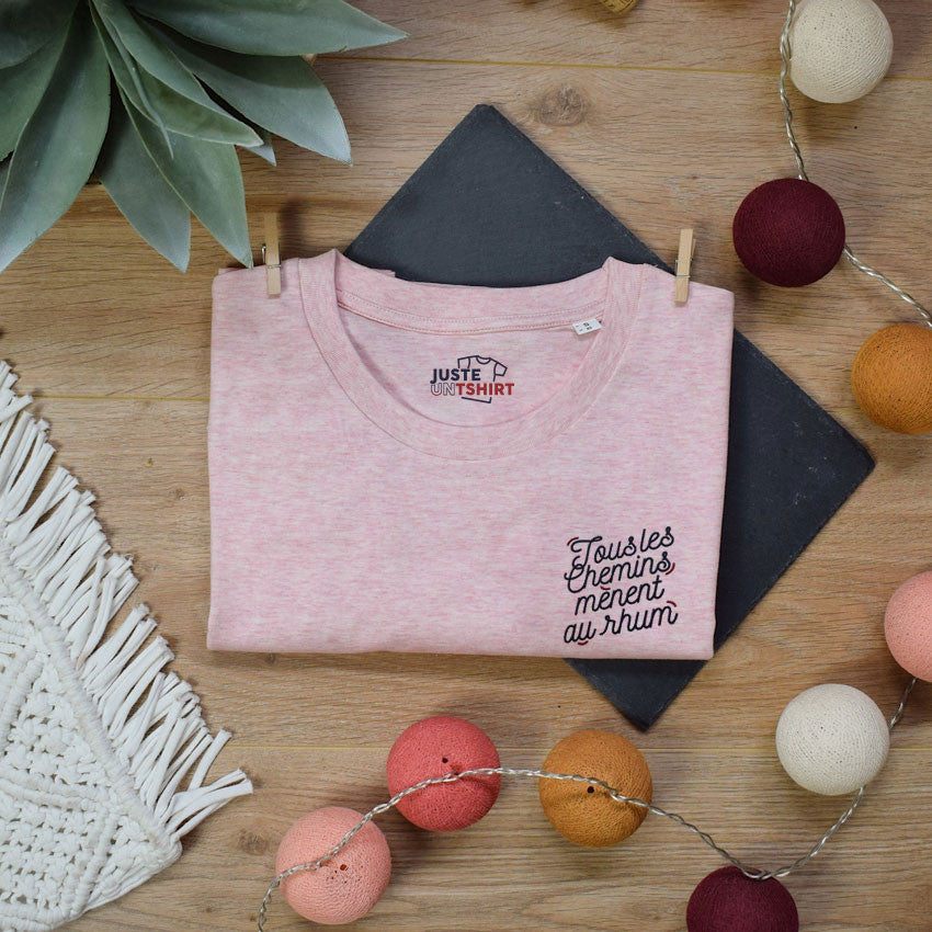 T-shirt brodé - Tous les chemins mènent au rhum