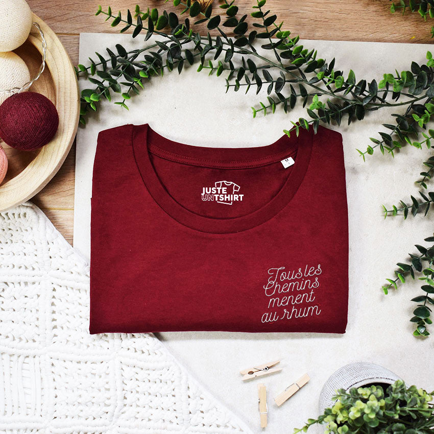 T-shirt brodé - Tous les chemins mènent au rhum