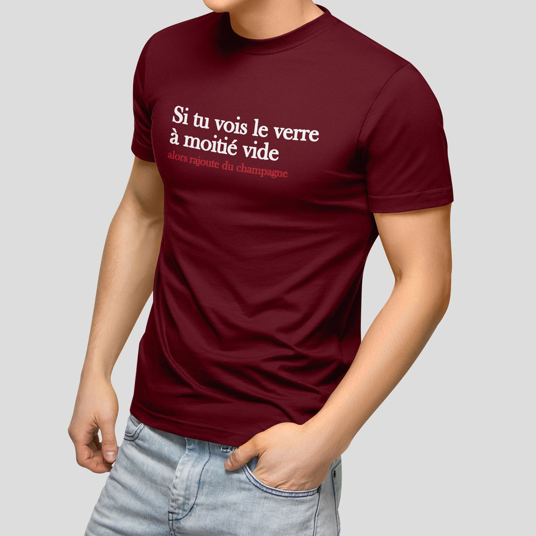 T-shirt Homme - Le verre à moitié vide