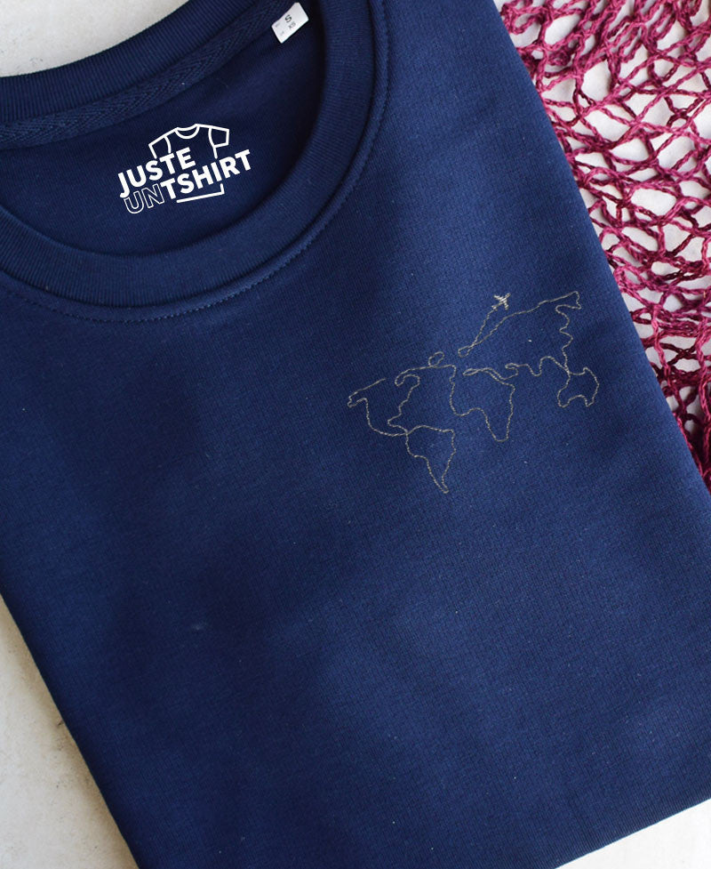 Sweat brodé - Tour du monde